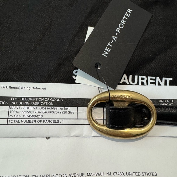 YSL OVAL BUCKLE THIN BELT IN SMOOTH LEATHER - Brand new, never worn, authentic. - Picture 4 of 5